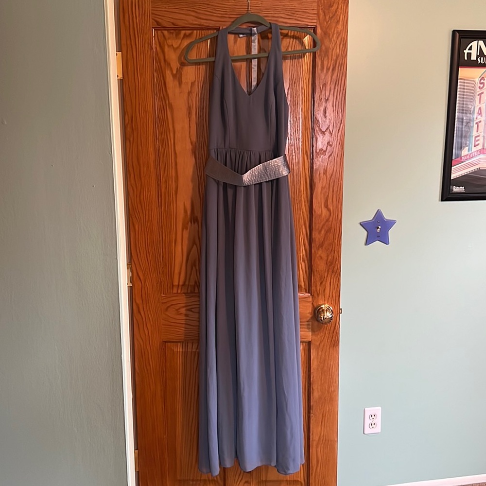 Bill Levkoff Slate Bridesmaid Dress